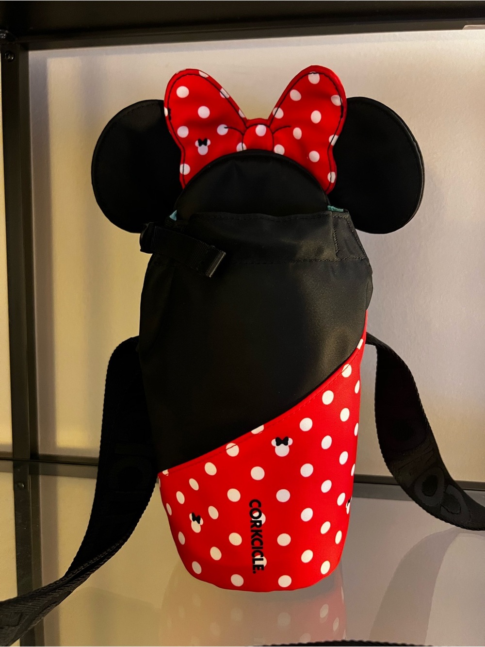 NWOT Corkcicle Minnie Mouse Red & Black Polka Dot Bottle Sling